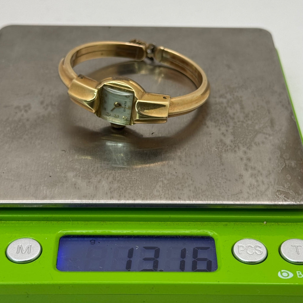 Benrus 14K GF Ladies Watch Original Box Official Watch Of Famous Airlines Vtg