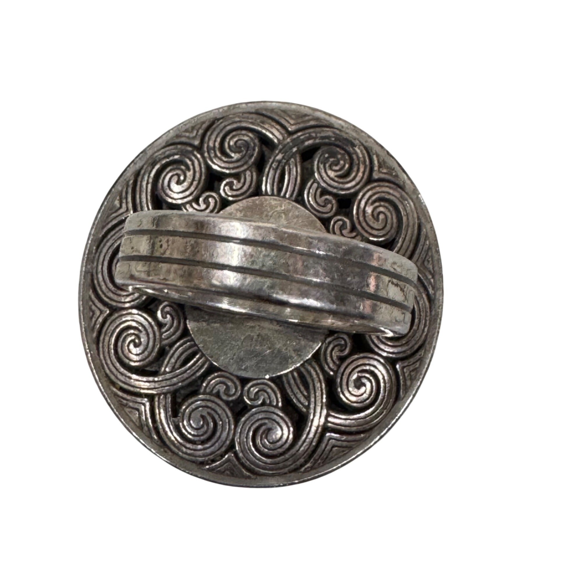 Vintage Brighton Statement Ring Black Faceted Center Stone Celtic Swirl Size 7