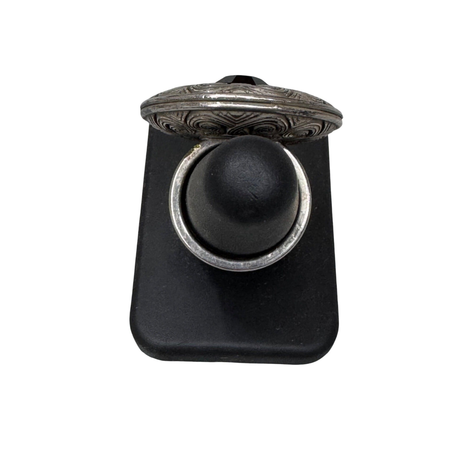 Vintage Brighton Statement Ring Black Faceted Center Stone Celtic Swirl Size 7