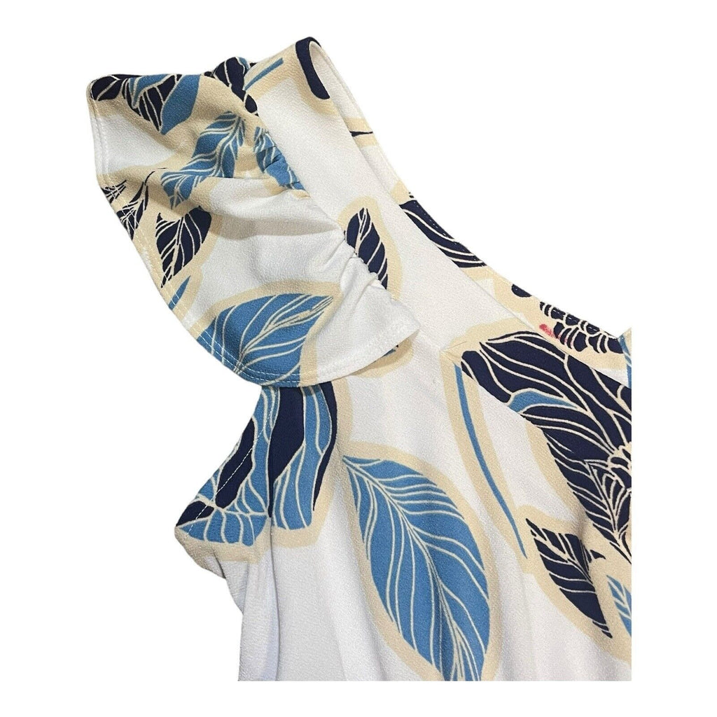 Iman Global Chic Blue Floral Maxi Dress VNeck Size MP Medium Petite NWT Hawaiian