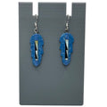 Blue Feather Carved Turquoise Onyx Abalone Inlay Earrings Sterling Southwestern