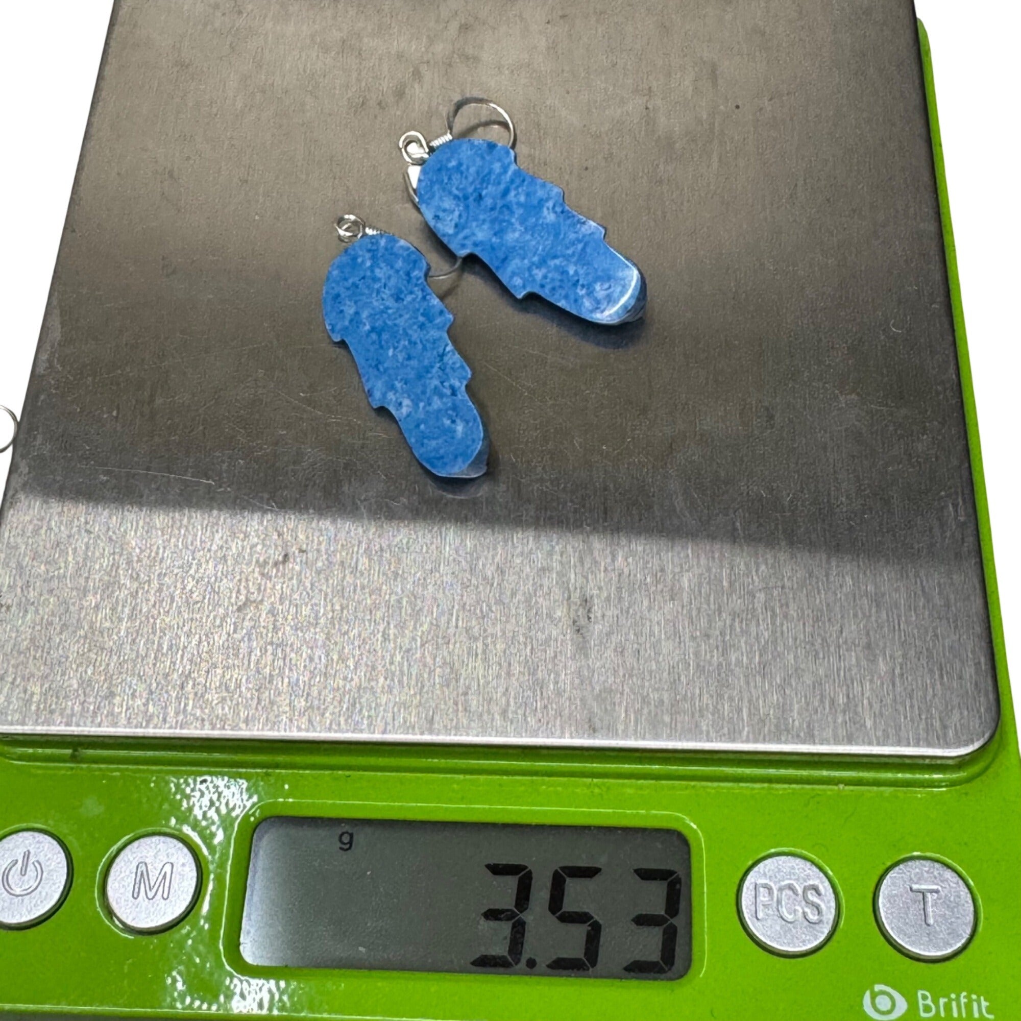 Blue Feather Carved Turquoise Onyx Abalone Inlay Earrings Sterling Southwestern