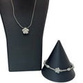 Brighton La Vie Flower Set Silver Tone Necklace Bracelet Floral Crystal Accents