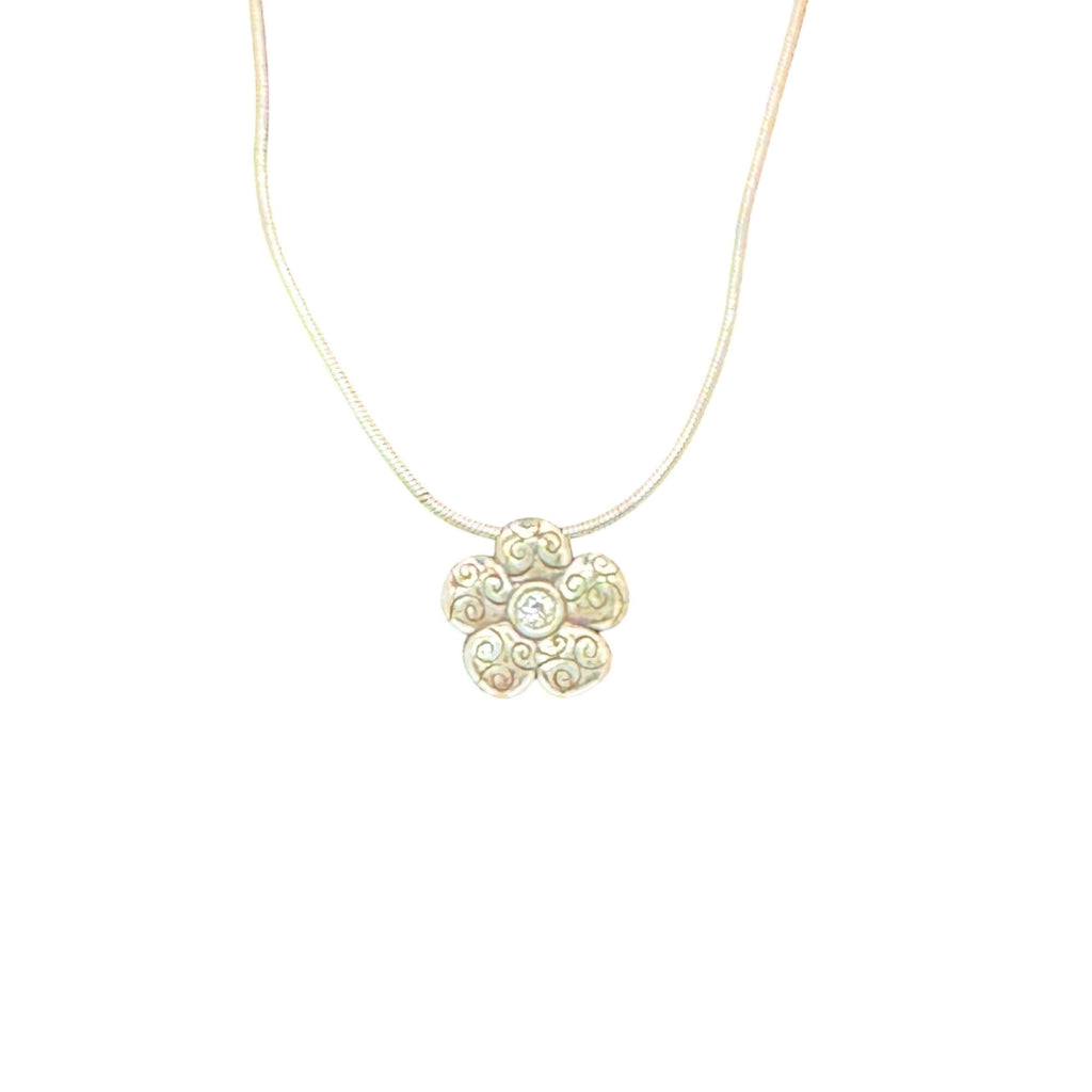 Brighton La Vie Flower Set Silver Tone Necklace Bracelet Floral Crystal Accents