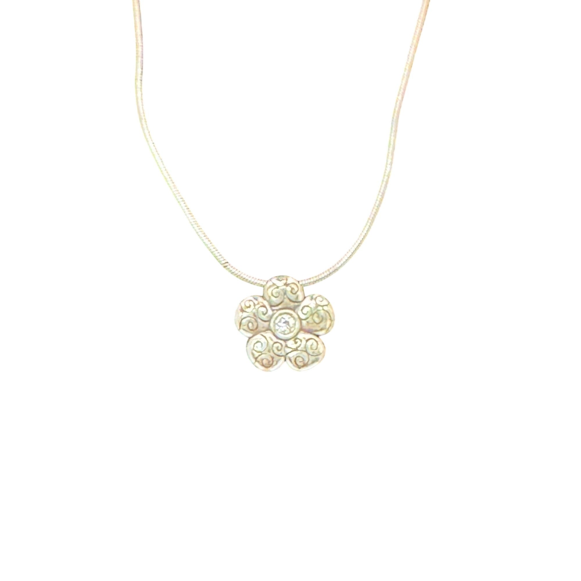 Brighton La Vie Flower Set Silver Tone Necklace Bracelet Floral Crystal Accents