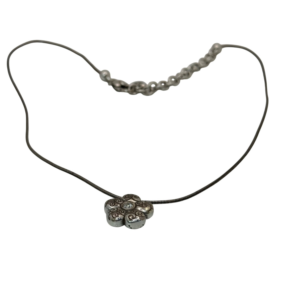 Brighton La Vie Flower Set Silver Tone Necklace Bracelet Floral Crystal Accents