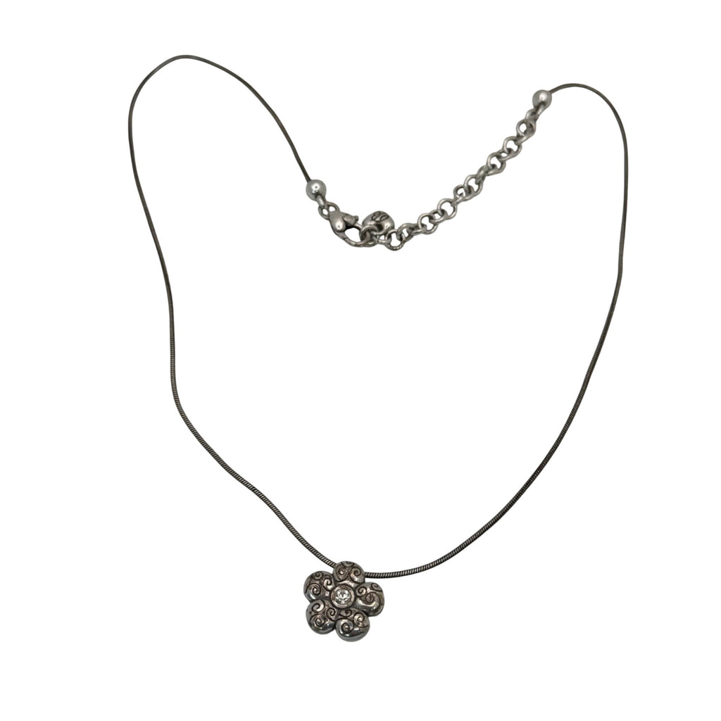 Brighton La Vie Flower Set Silver Tone Necklace Bracelet Floral Crystal Accents
