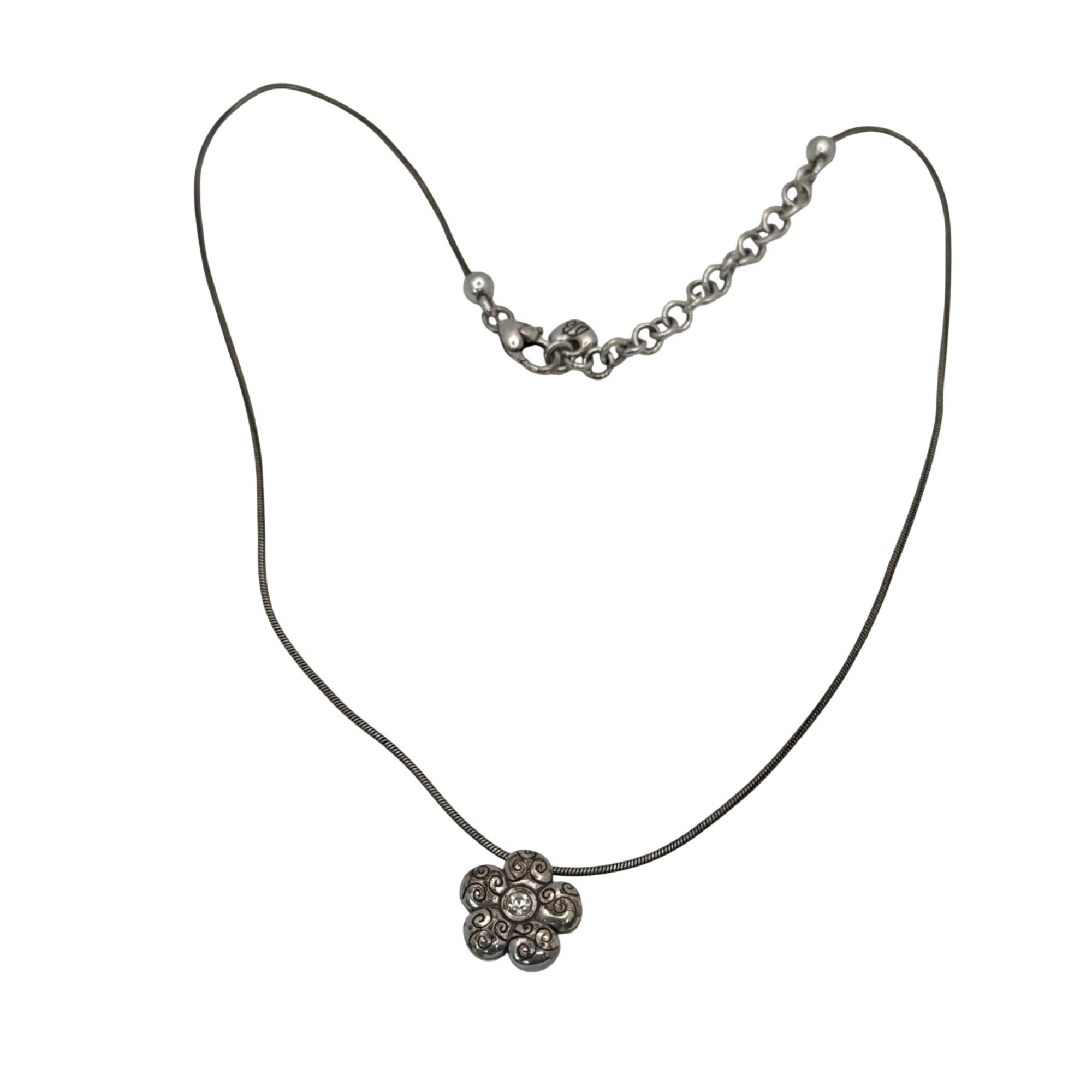 Brighton La Vie Flower Set Silver Tone Necklace Bracelet Floral Crystal Accents