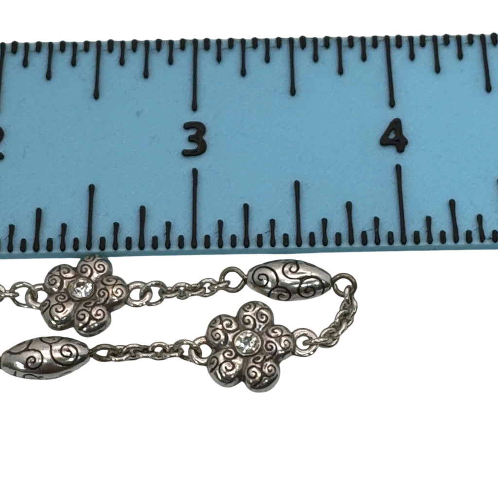 Brighton La Vie Flower Set Silver Tone Necklace Bracelet Floral Crystal Accents