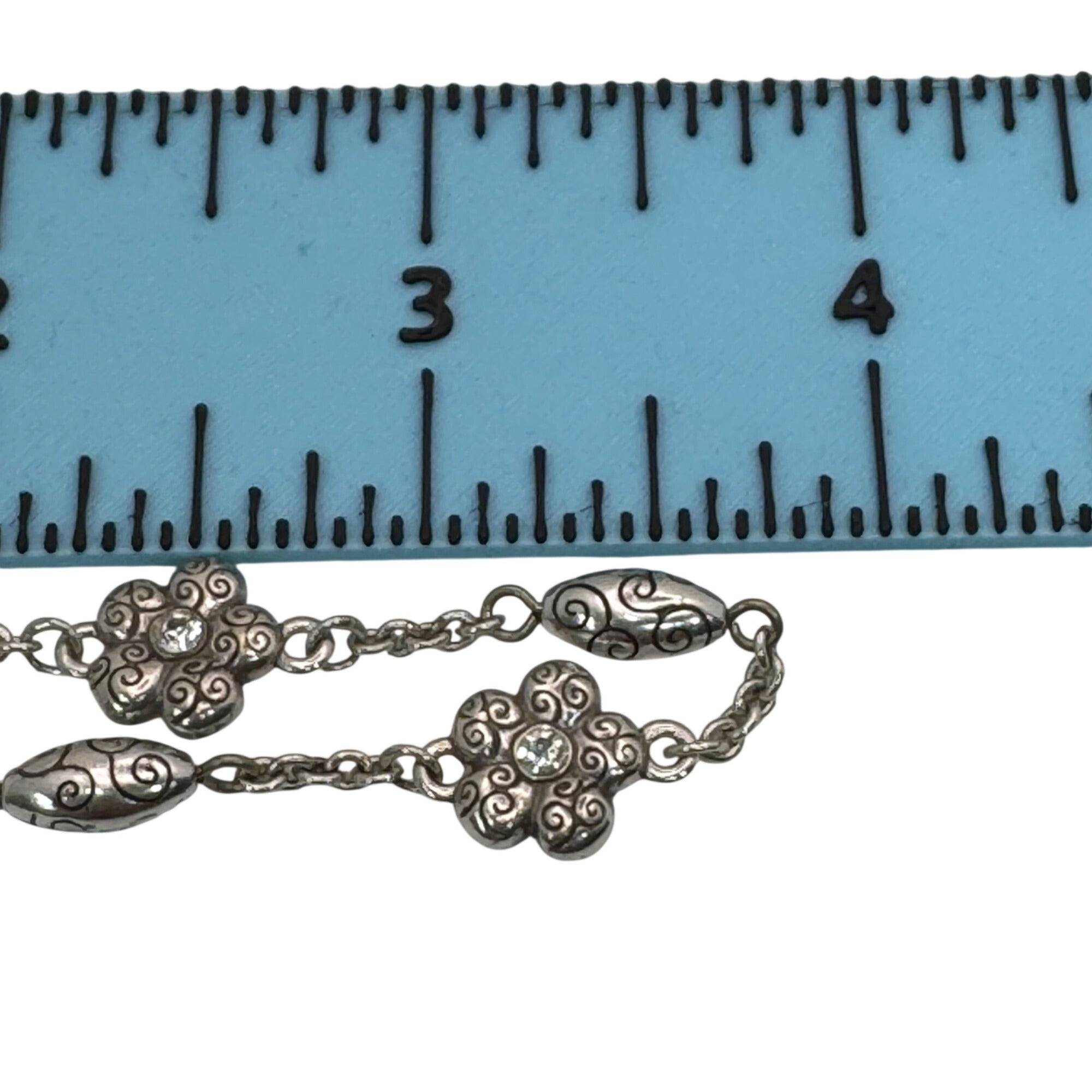 Brighton La Vie Flower Set Silver Tone Necklace Bracelet Floral Crystal Accents