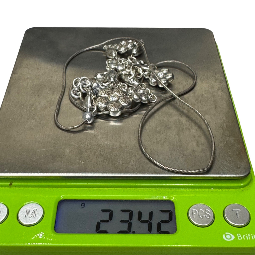 Brighton La Vie Flower Set Silver Tone Necklace Bracelet Floral Crystal Accents