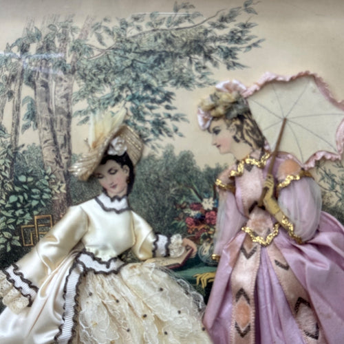 Antique La Mode Illustree Print 3D Shadow Box Victorian Fabric 12x15 Fashion