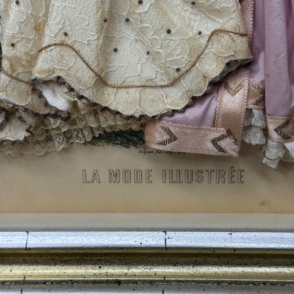 Antique La Mode Illustree Print 3D Shadow Box Victorian Fabric 12x15 Fashion