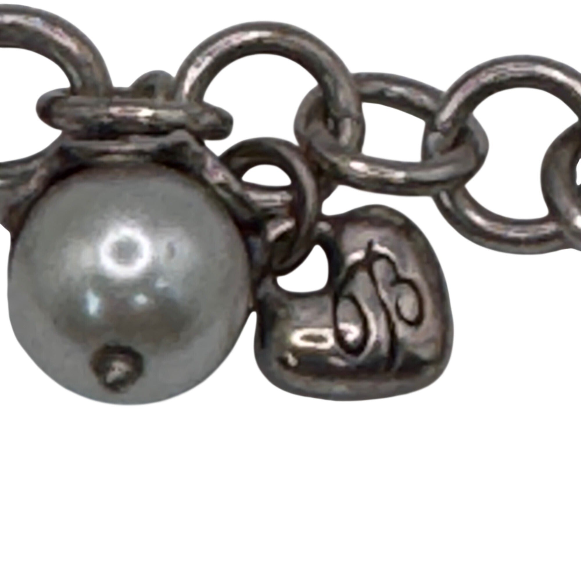 Retired Brighton Atma Double Strand Silver Toned Faux Pearls Rhinestone Bracelet