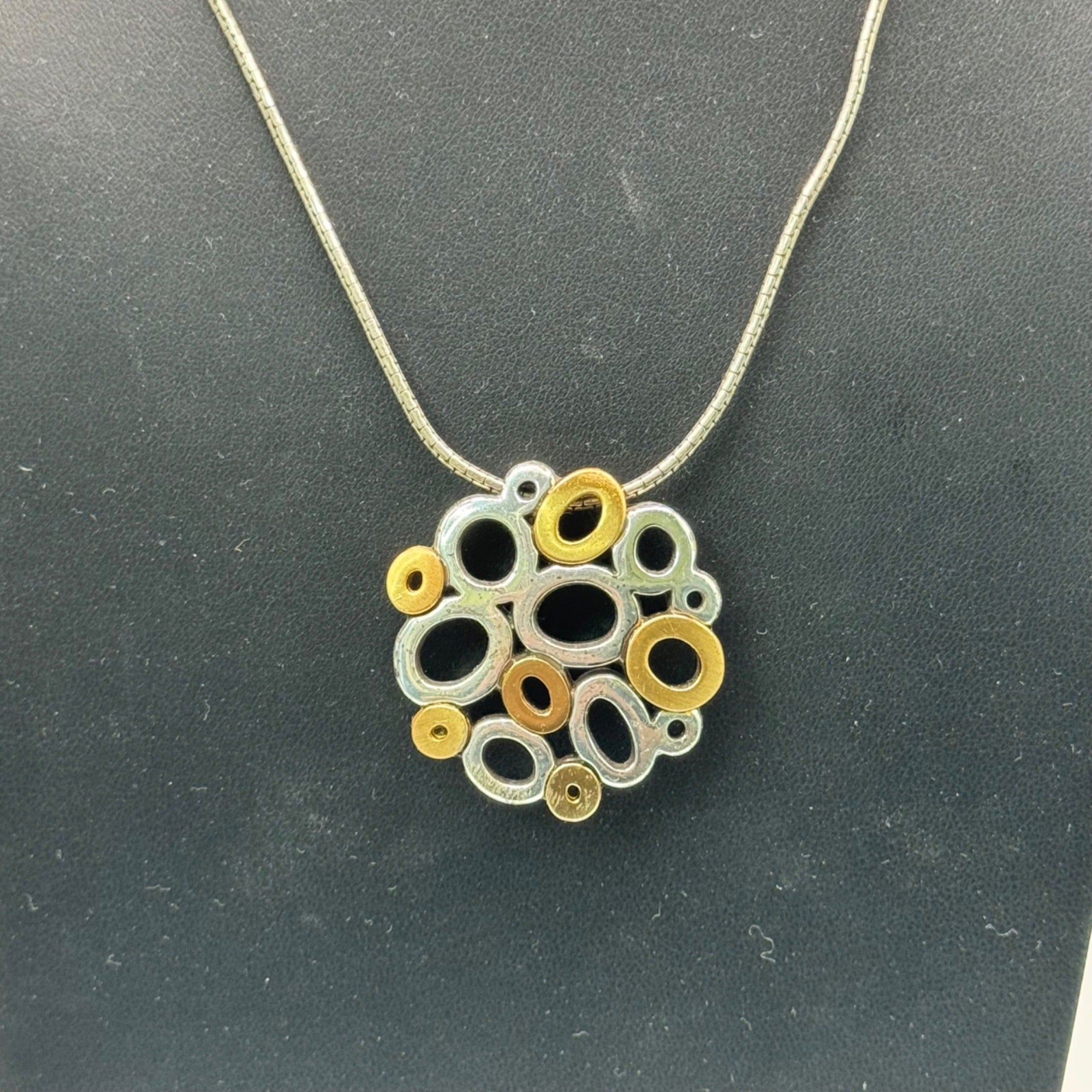Brighton Calliope Tone Silver Gold Swarovski Crystal Reversible Pendant Necklace