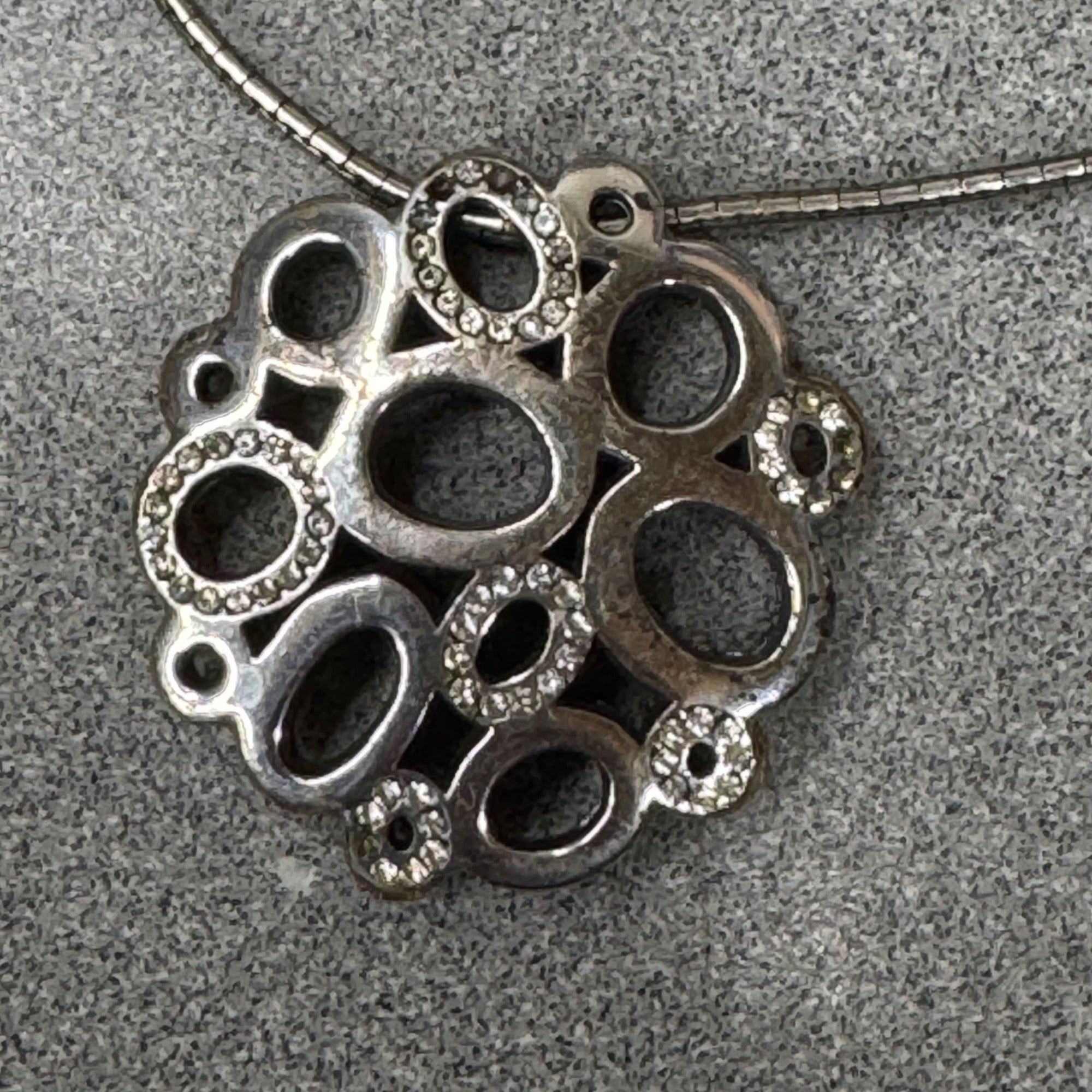 Brighton Calliope Tone Silver Gold Swarovski Crystal Reversible Pendant Necklace