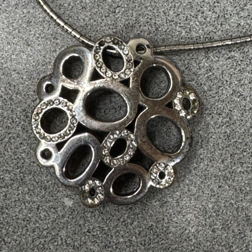 Brighton Calliope Tone Silver Gold Swarovski Crystal Reversible Pendant Necklace