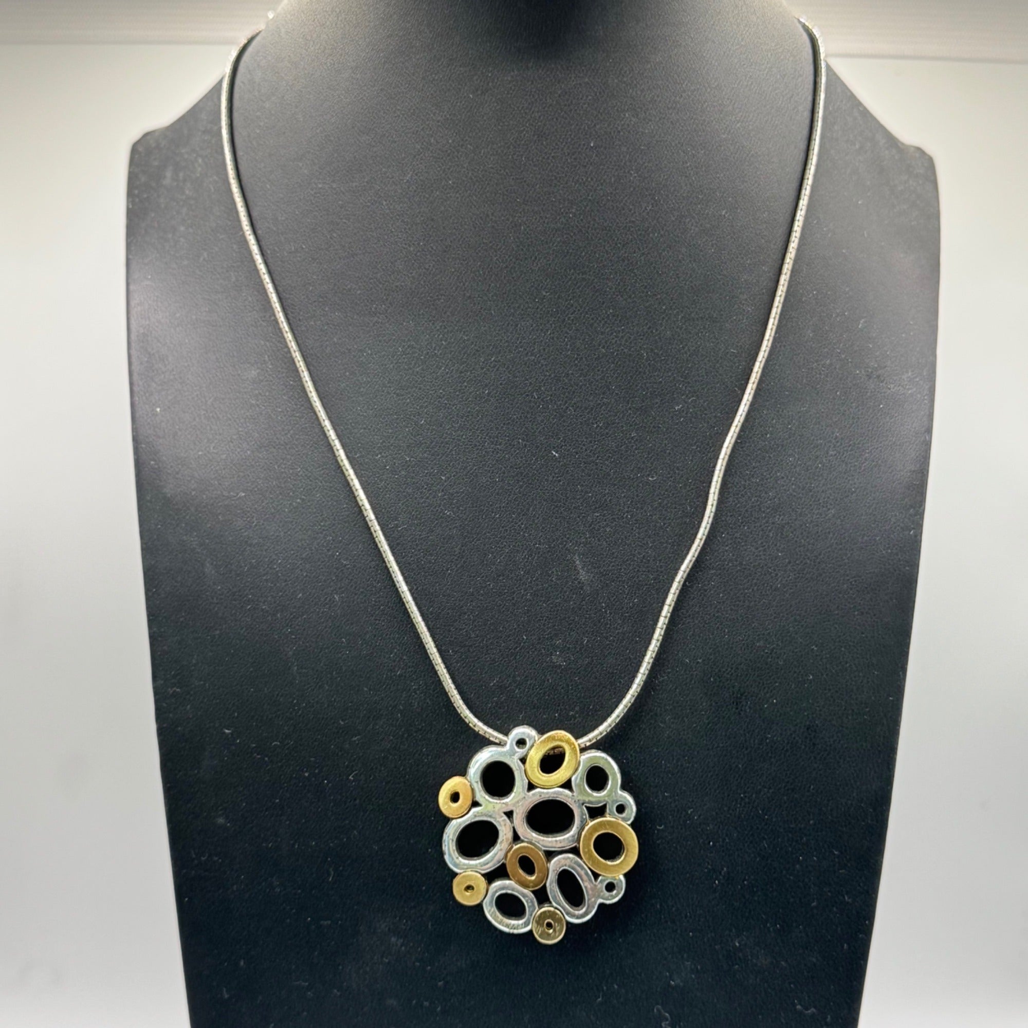 Brighton Calliope Tone Silver Gold Swarovski Crystal Reversible Pendant Necklace