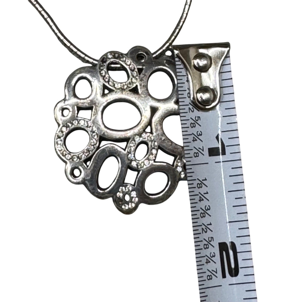 Brighton Calliope Tone Silver Gold Swarovski Crystal Reversible Pendant Necklace