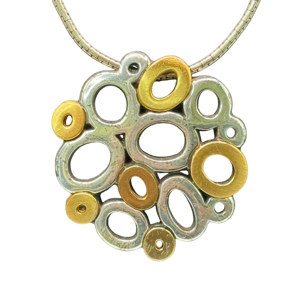 Brighton Calliope Tone Silver Gold Swarovski Crystal Reversible Pendant Necklace