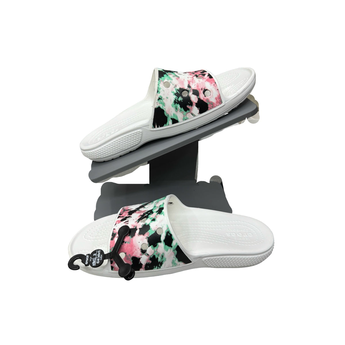 Crocs Unisex Tie Dye Mania Classic Marbled Slide Sandals White Men 10 Women 12
