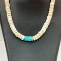Vintage Santa Domingo Heishi Sterling Turquoise Beaded Necklace 17” Southwest
