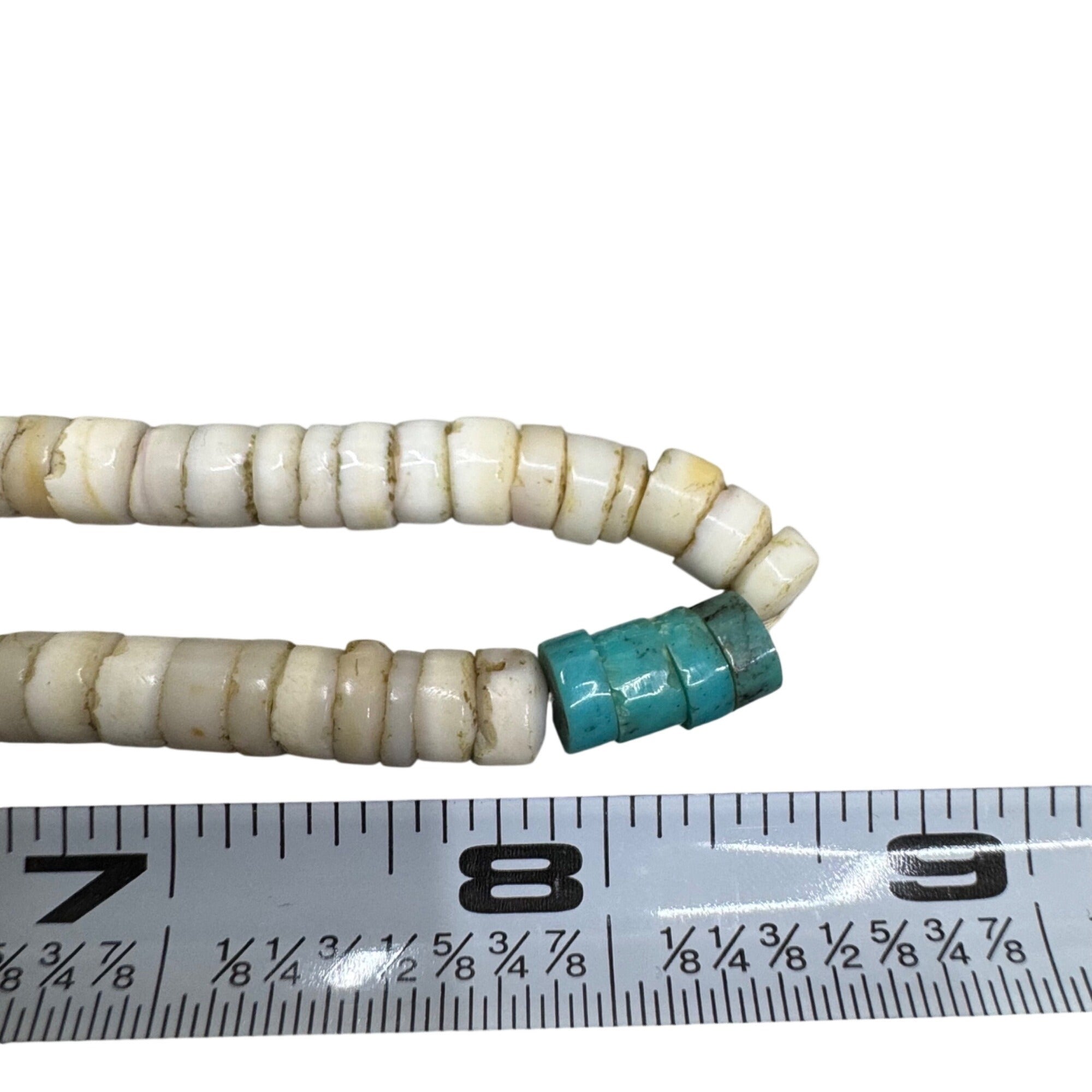 Vintage Santa Domingo Heishi Sterling Turquoise Beaded Necklace 17” Southwest