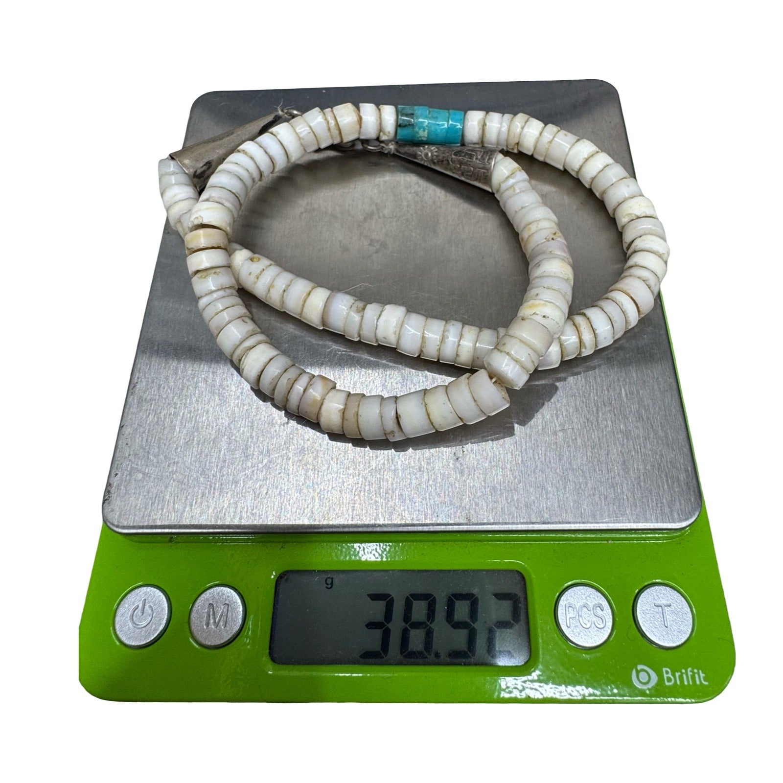 Vintage Santa Domingo Heishi Sterling Turquoise Beaded Necklace 17” Southwest