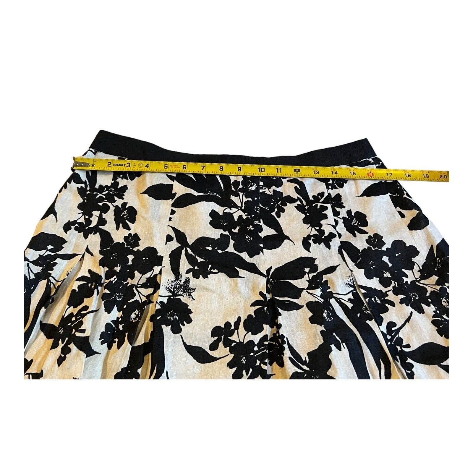 Ann Taylor Black Floral Lined Skirt Sz 10 Casual A Line Zip Up Whimsy Goth Linen