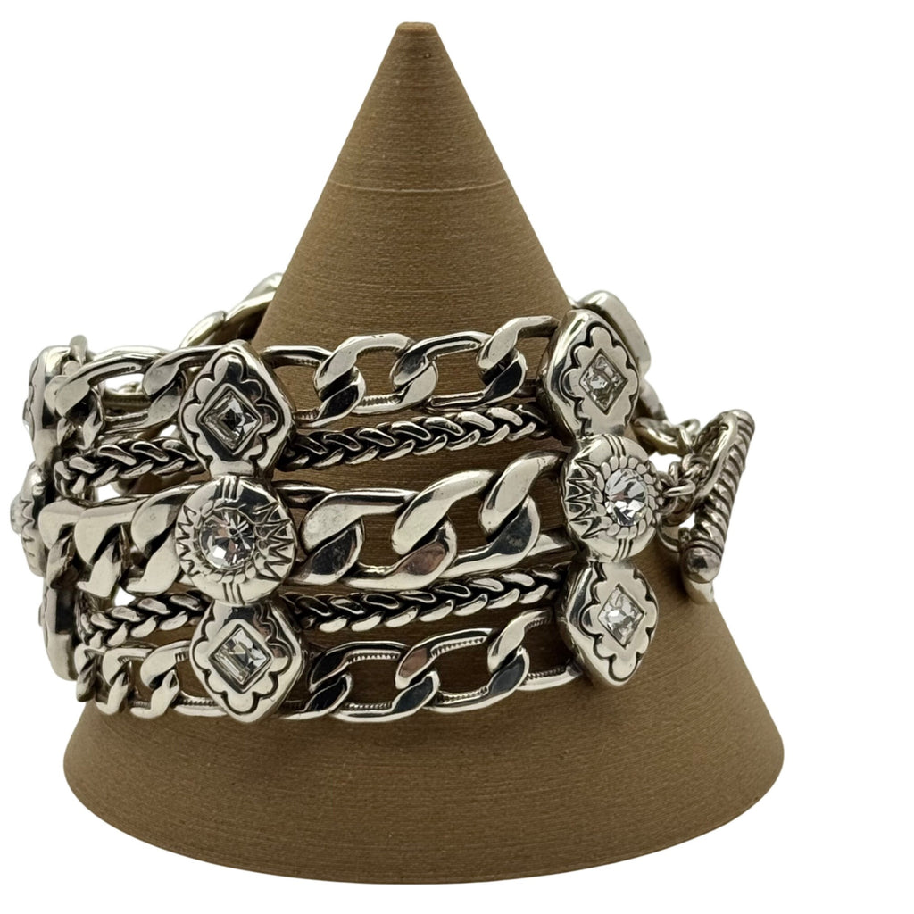Brighton Fortino Statement Triple Strand Chain Bracelet Swarovski Crystal 7"