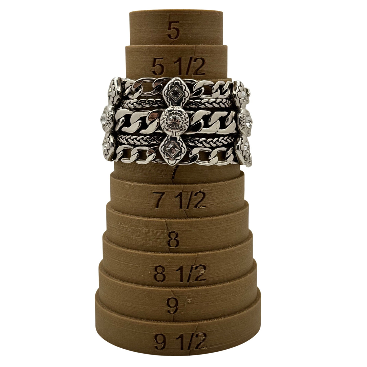 Brighton Fortino Statement Triple Strand Chain Bracelet Swarovski Crystal 7"