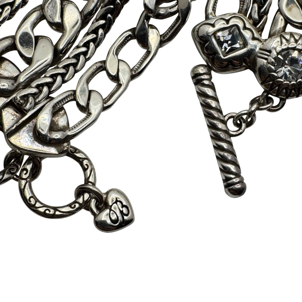 Brighton Fortino Statement Triple Strand Chain Bracelet Swarovski Crystal 7"