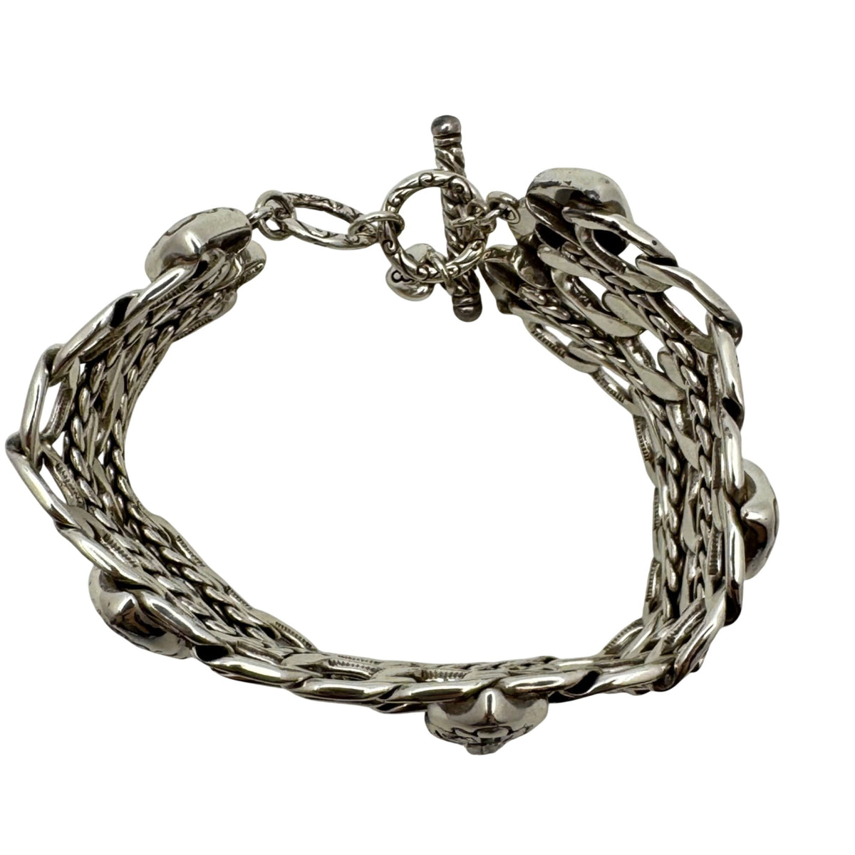 Brighton Fortino Statement Triple Strand Chain Bracelet Swarovski Crystal 7"