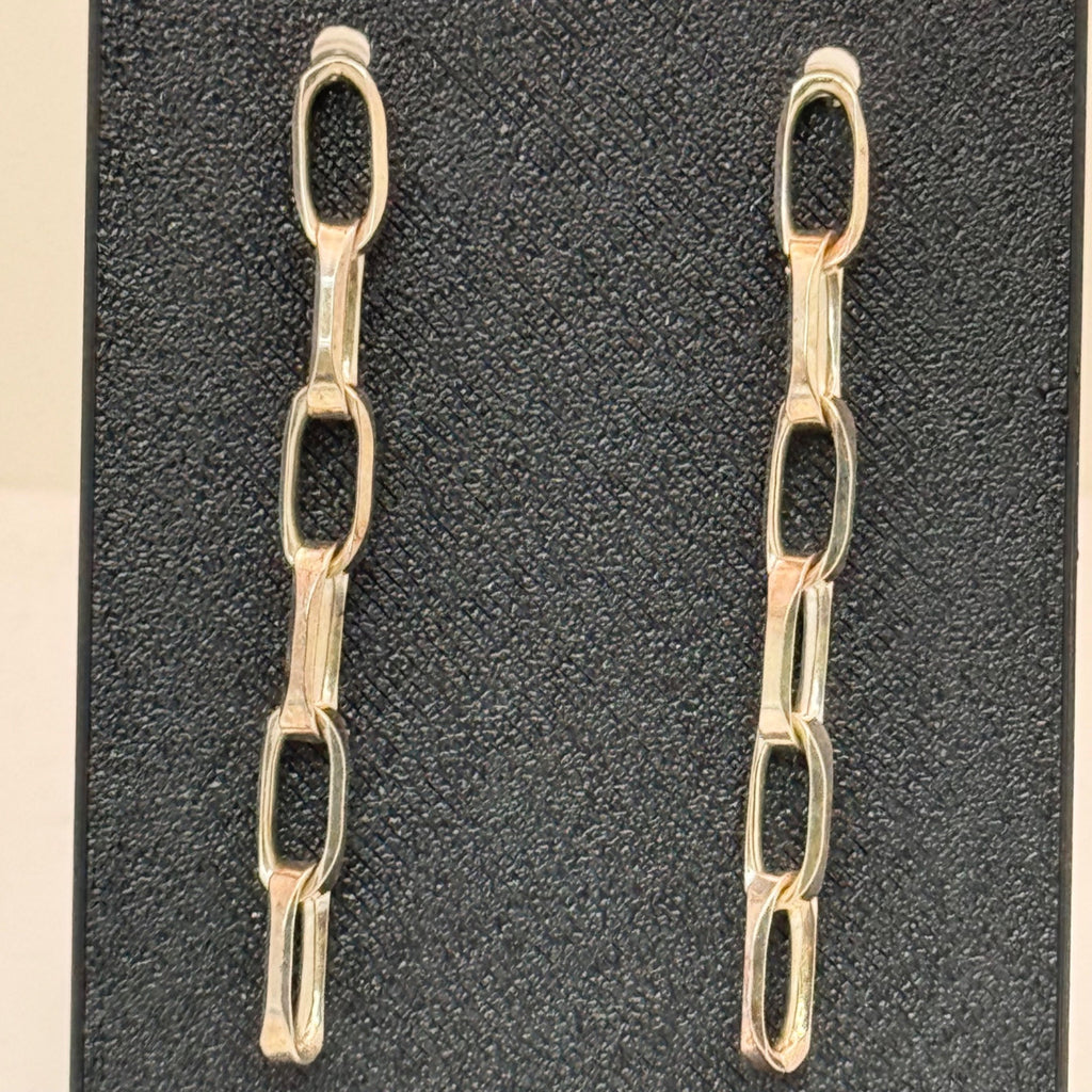 2.5" Sterling Paperclip Link Dangle Chain Earrings Drop Post Push Back Closures