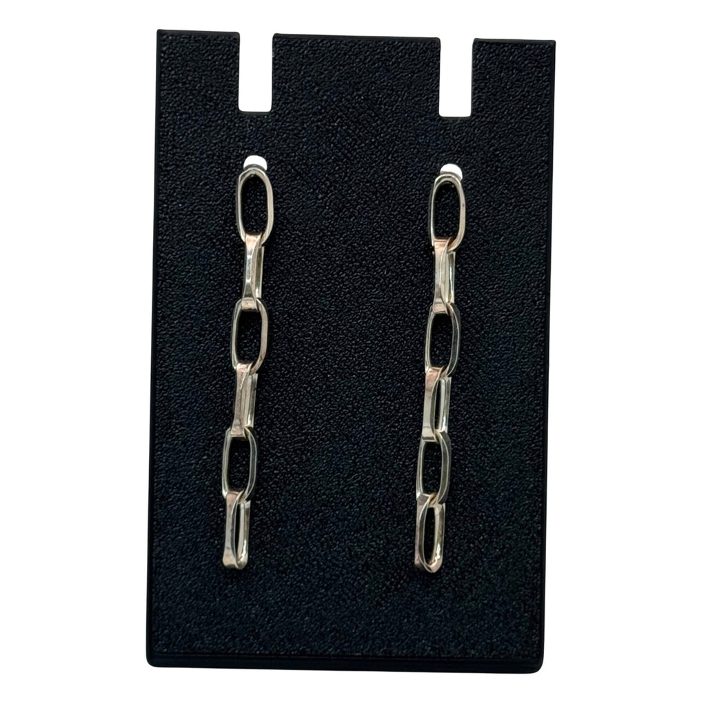 2.5" Sterling Paperclip Link Dangle Chain Earrings Drop Post Push Back Closures