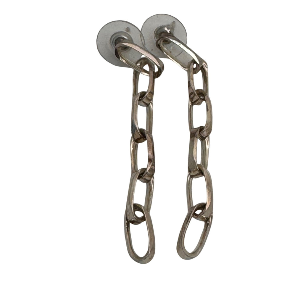 2.5" Sterling Paperclip Link Dangle Chain Earrings Drop Post Push Back Closures