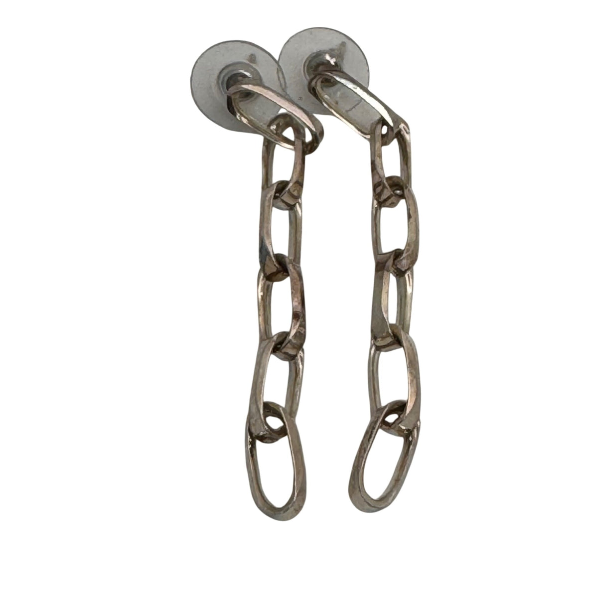 2.5" Sterling Paperclip Link Dangle Chain Earrings Drop Post Push Back Closures