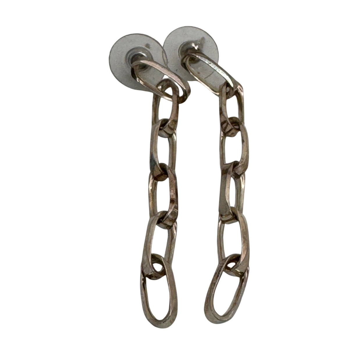 2.5" Sterling Paperclip Link Dangle Chain Earrings Drop Post Push Back Closures