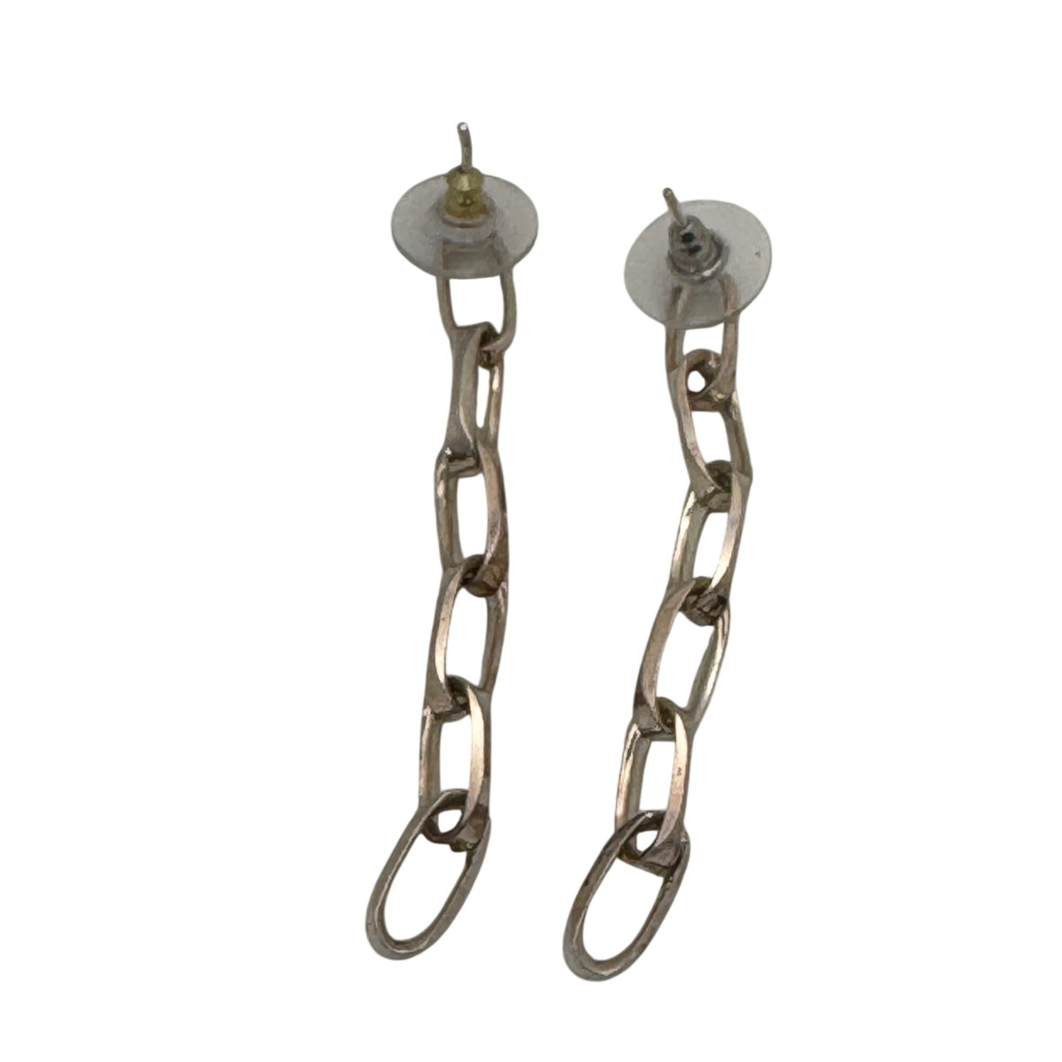 2.5" Sterling Paperclip Link Dangle Chain Earrings Drop Post Push Back Closures
