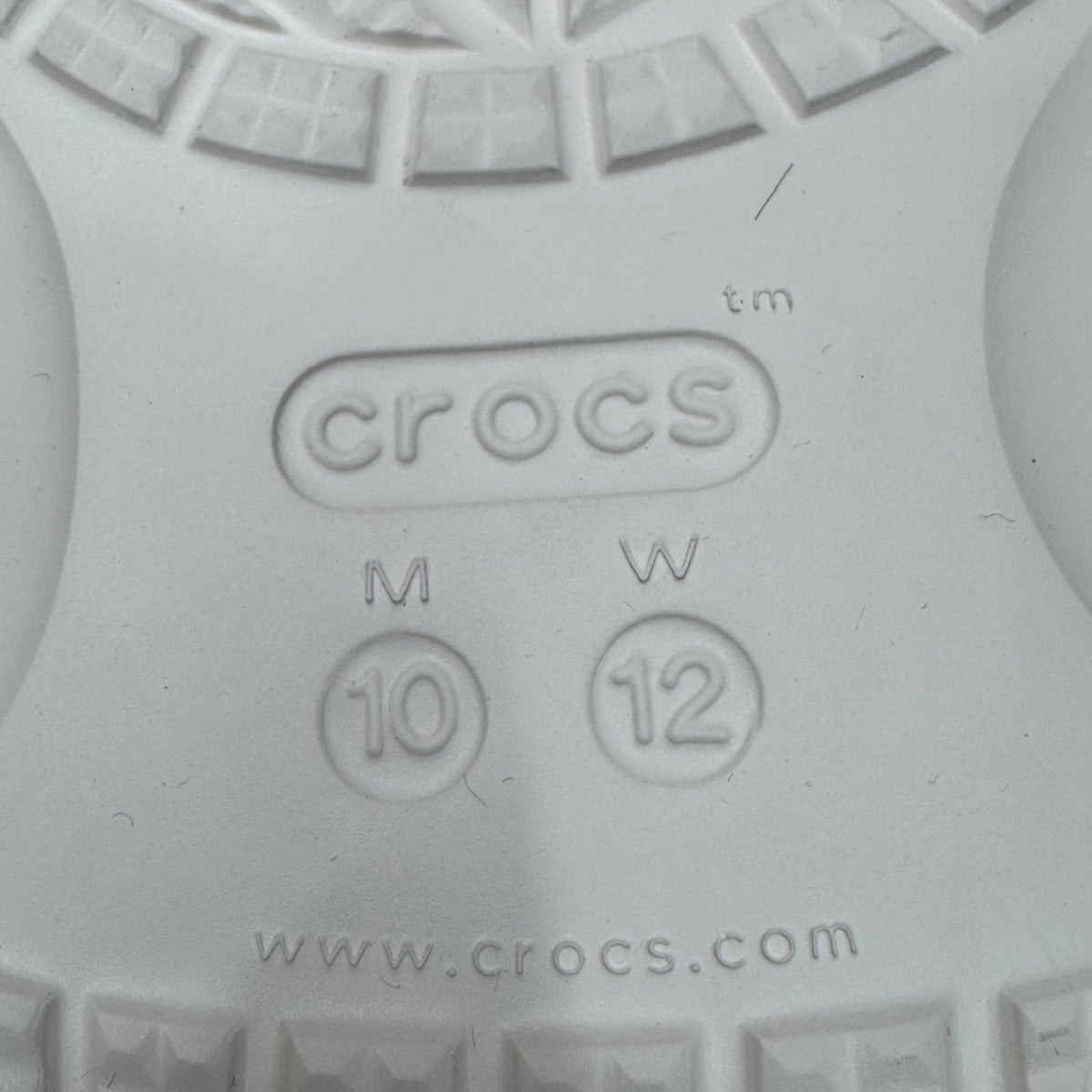 Crocs Classic Logo Motion White Slides Black Logo Print Mens 10 Womens 12