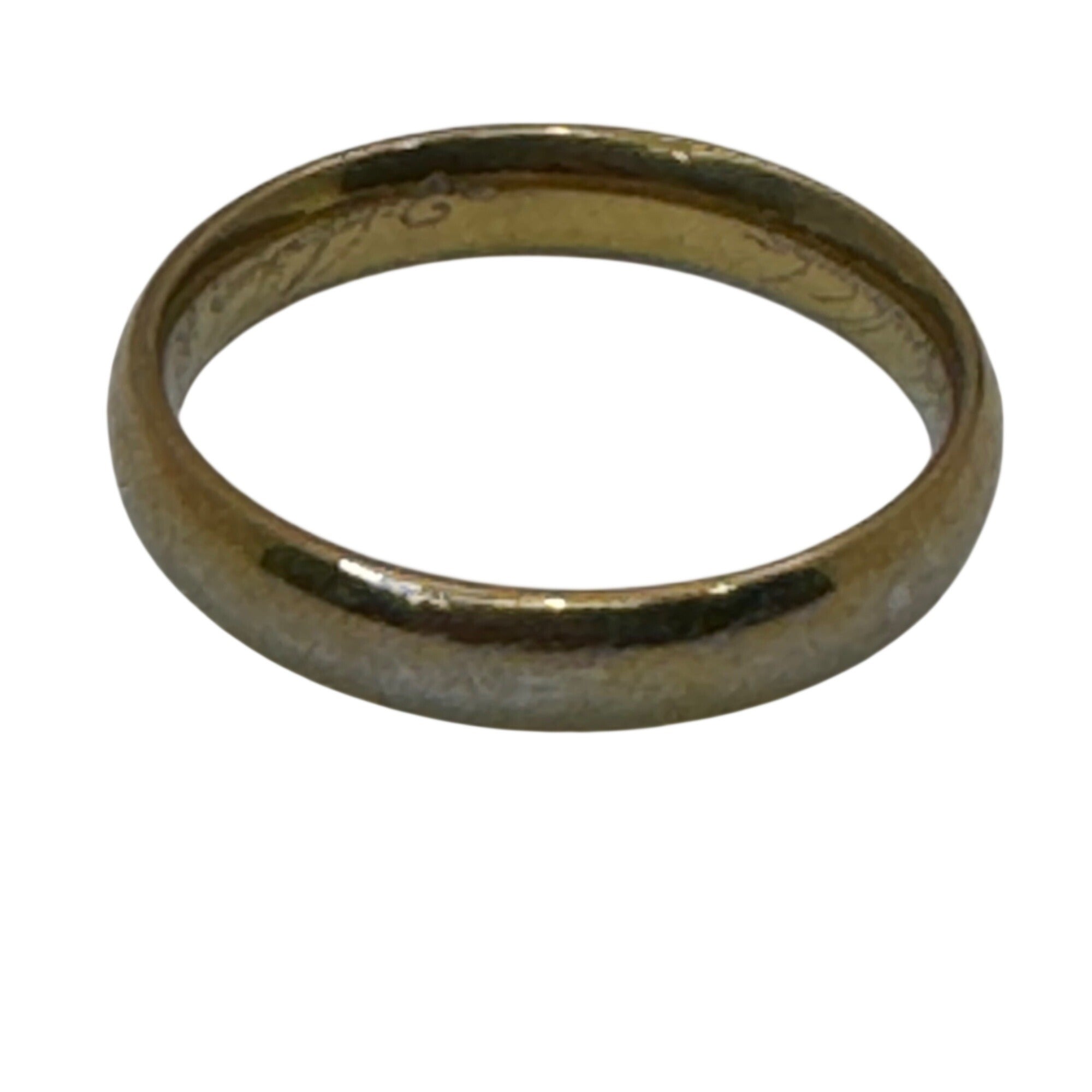 Vintage 14K Yellow Gold Plain Wedding Band Ring Size 10 Engraved Classic 3.38g