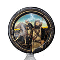Middle Eastern Decorative Wall Plate Hand Hammered Painted Warrior & Horse 12"