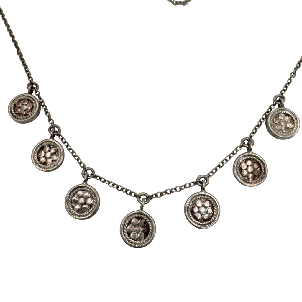 Anna Beck Dot Disc Sterling Silver Charm Necklace 8.19g Pendant 18" Signed Vtg
