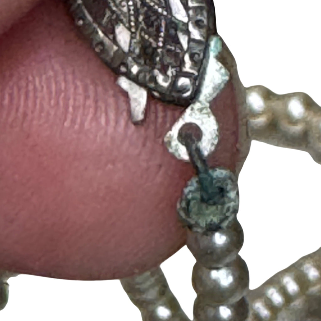 Vintage 13" Sterling Vintage Filagree Silver Clasp Graduated Pearl Necklace 13"