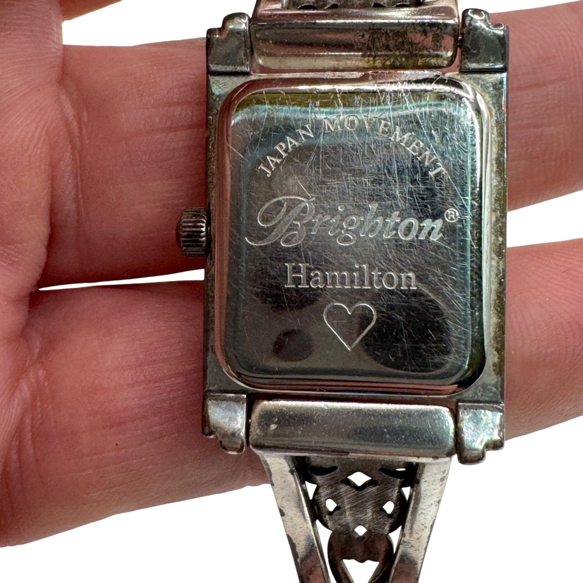 Brighton Womens Hamilton Silver-Tone Watch Butterfly Floral Original Box READ