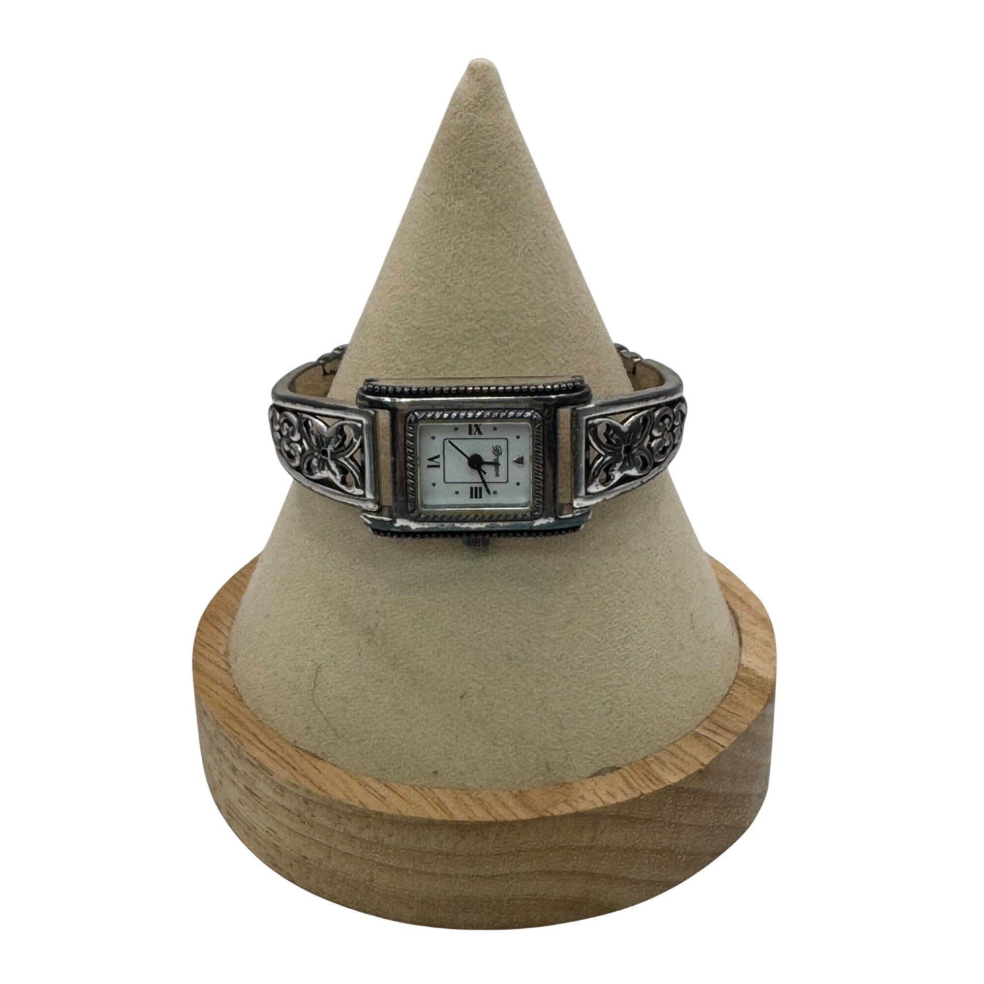 Brighton Womens Hamilton Silver-Tone Watch Butterfly Floral Original Box READ