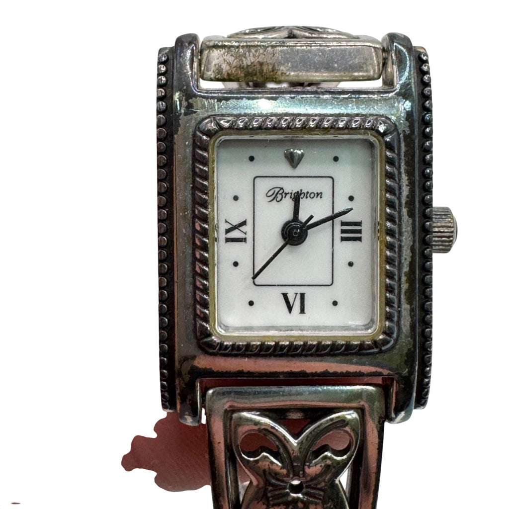 Brighton Womens Hamilton Silver-Tone Watch Butterfly Floral Original Box READ