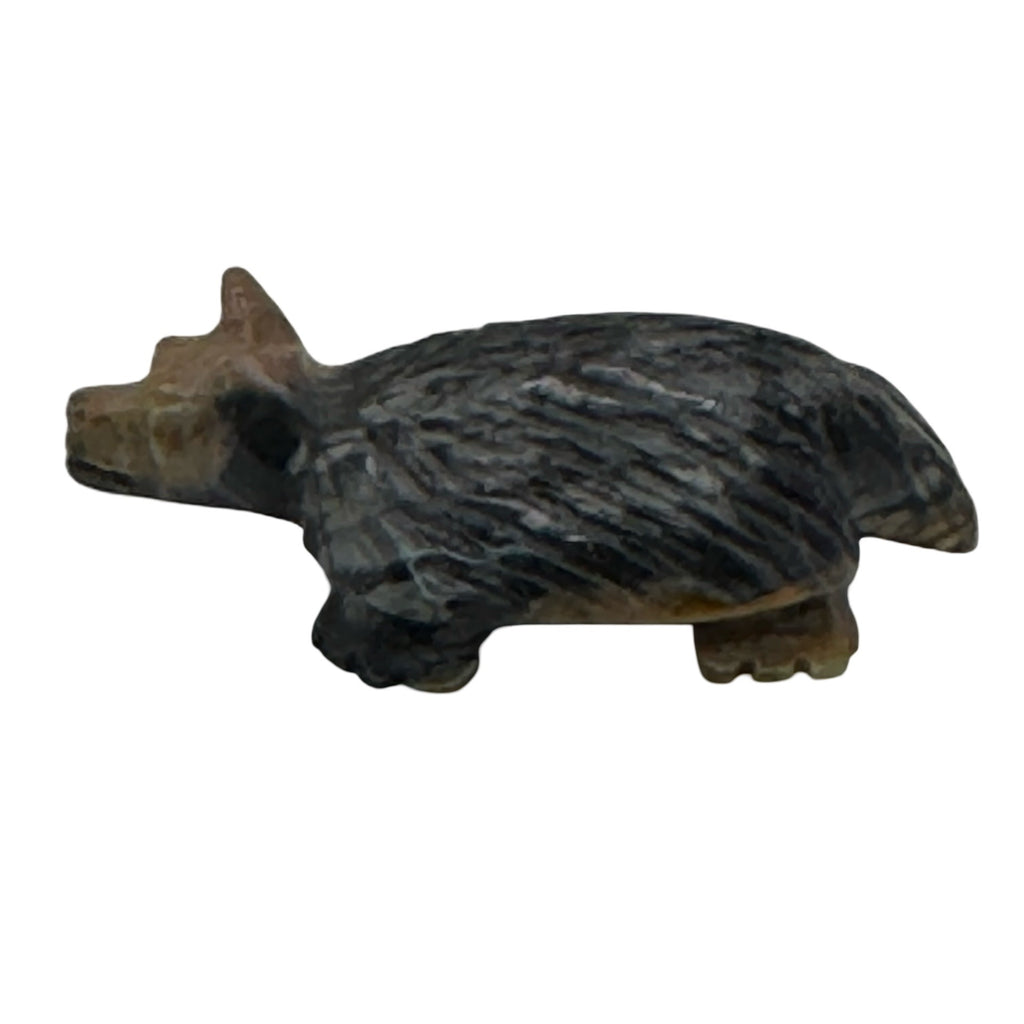 Vintage Zuni Hand-Carved Stone Badger Figurine Intricate Detailing Polished 2"