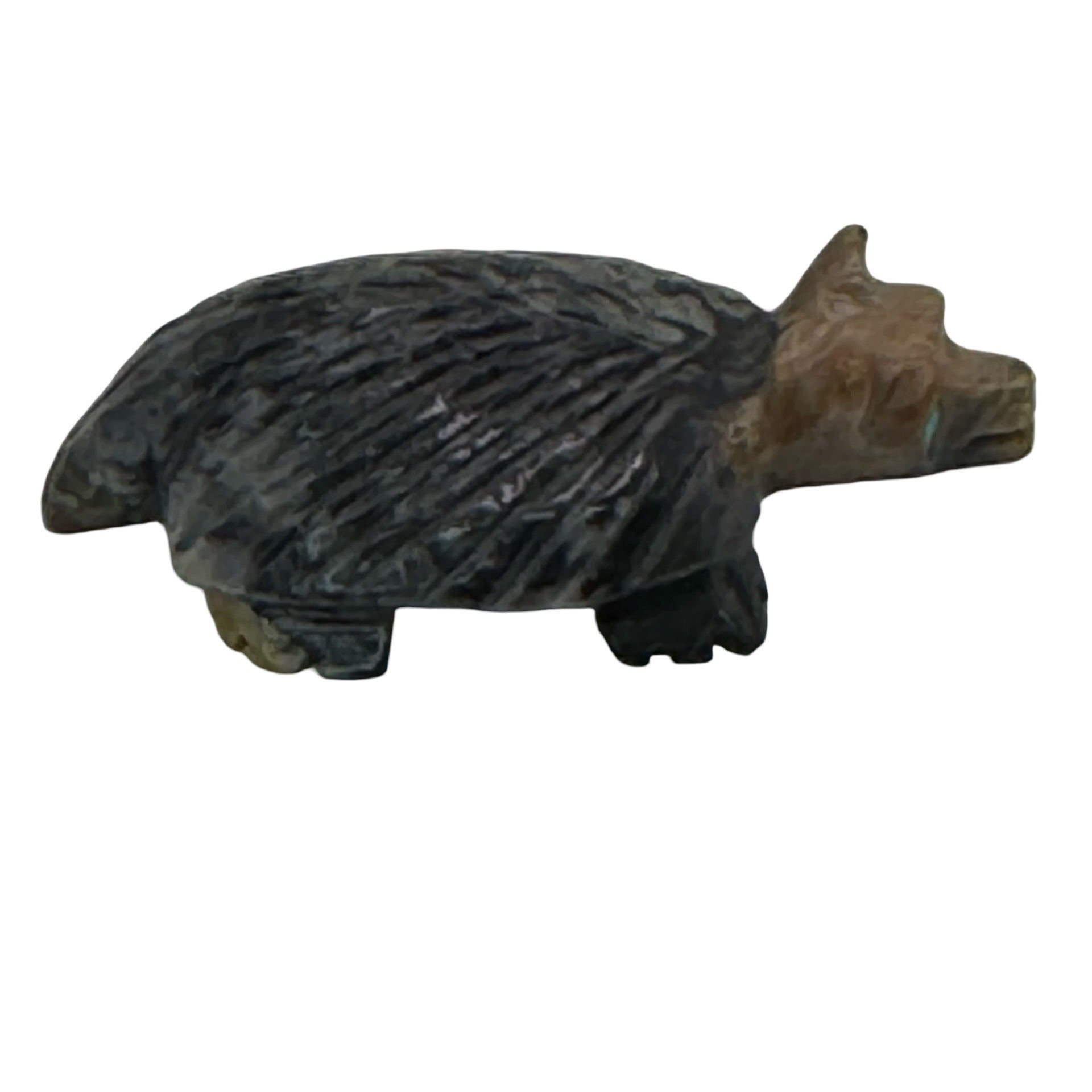 Vintage Zuni Hand-Carved Stone Badger Figurine Intricate Detailing Polished 2"