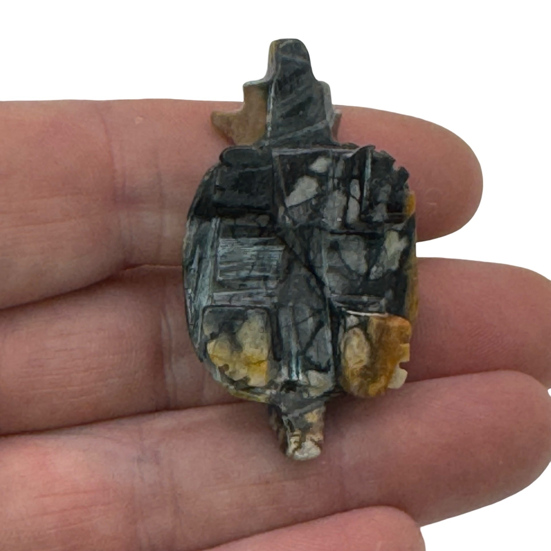 Vintage Zuni Hand-Carved Stone Badger Figurine Intricate Detailing Polished 2"